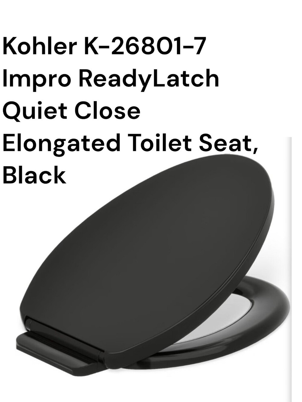 Kohler Elongated Toilet Seat Black Impro ReadyLatch Quiet Close New In Box Nwt